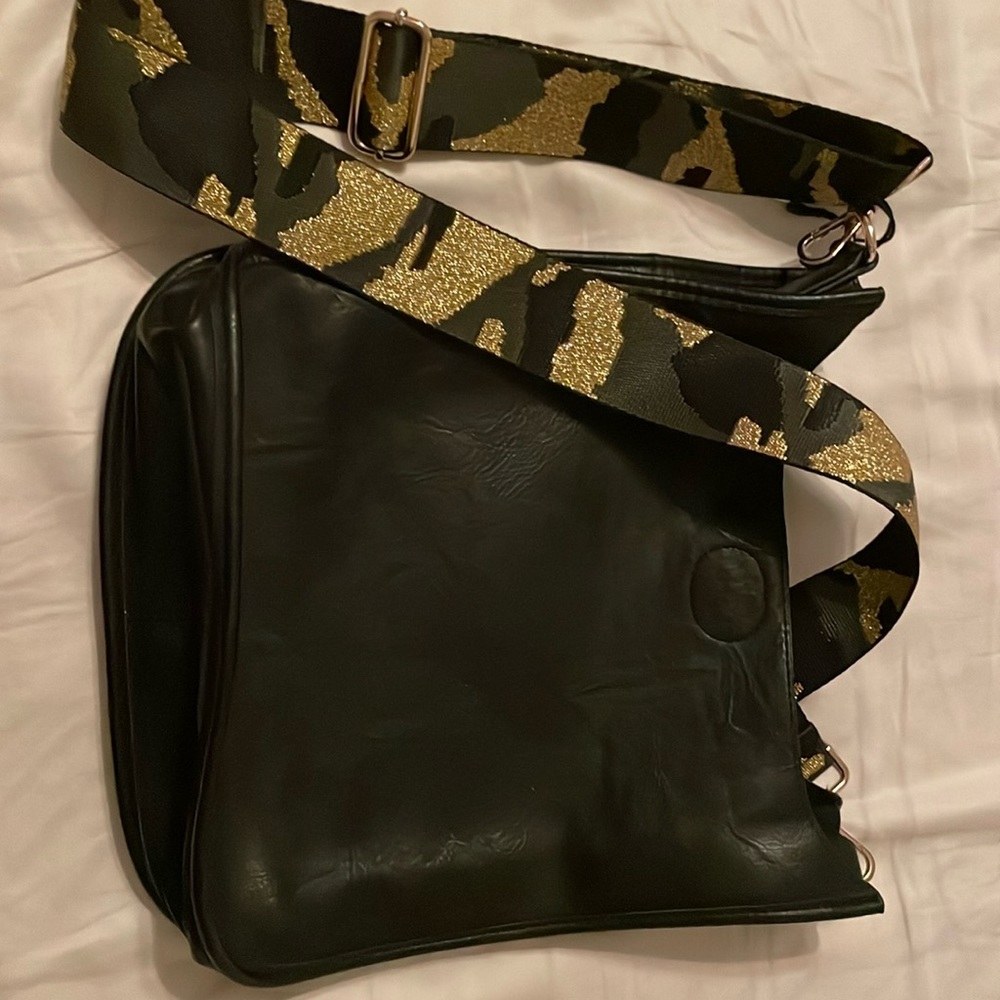 Black Purse with Camo Strap